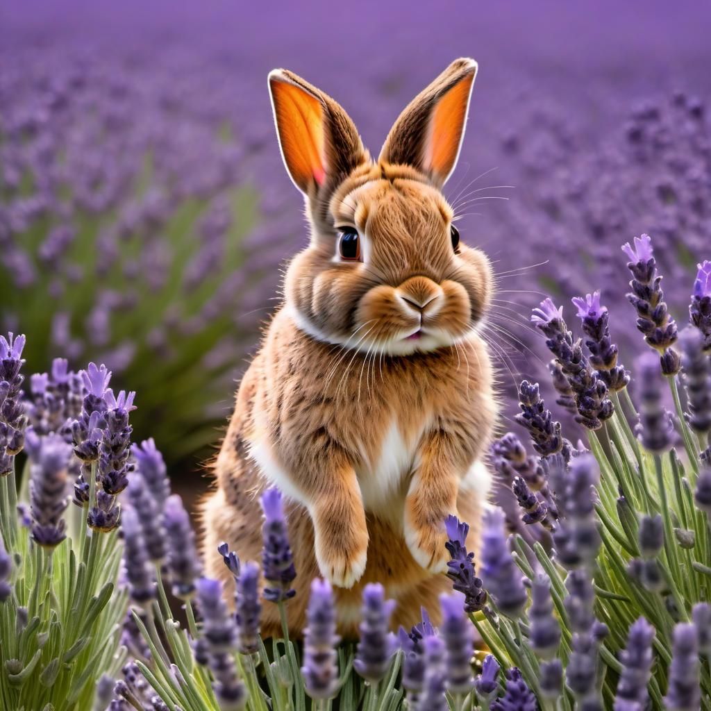 Baby Rabbit in Lavender Field