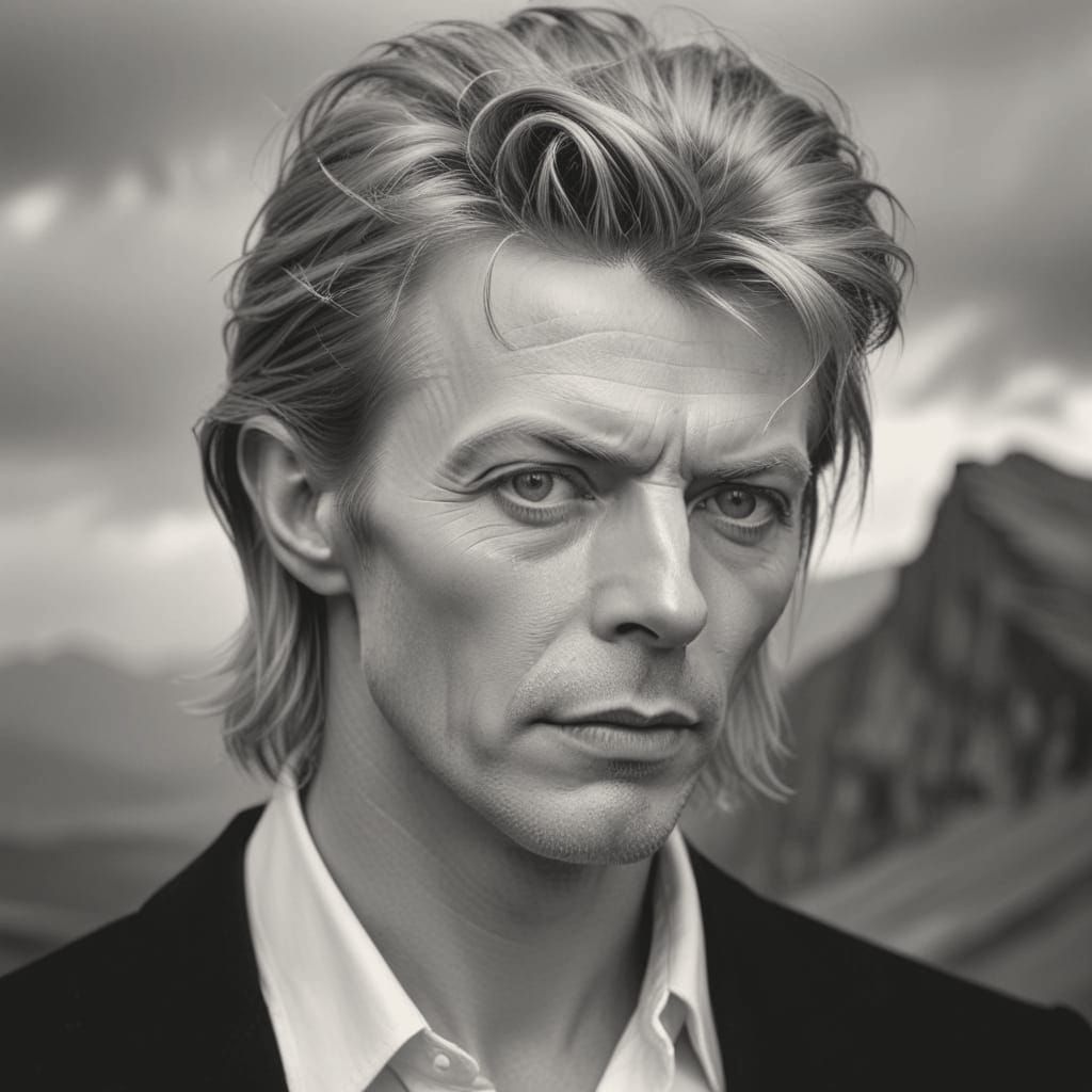 David Bowie Portrait by Helmut Newton Style, 1982