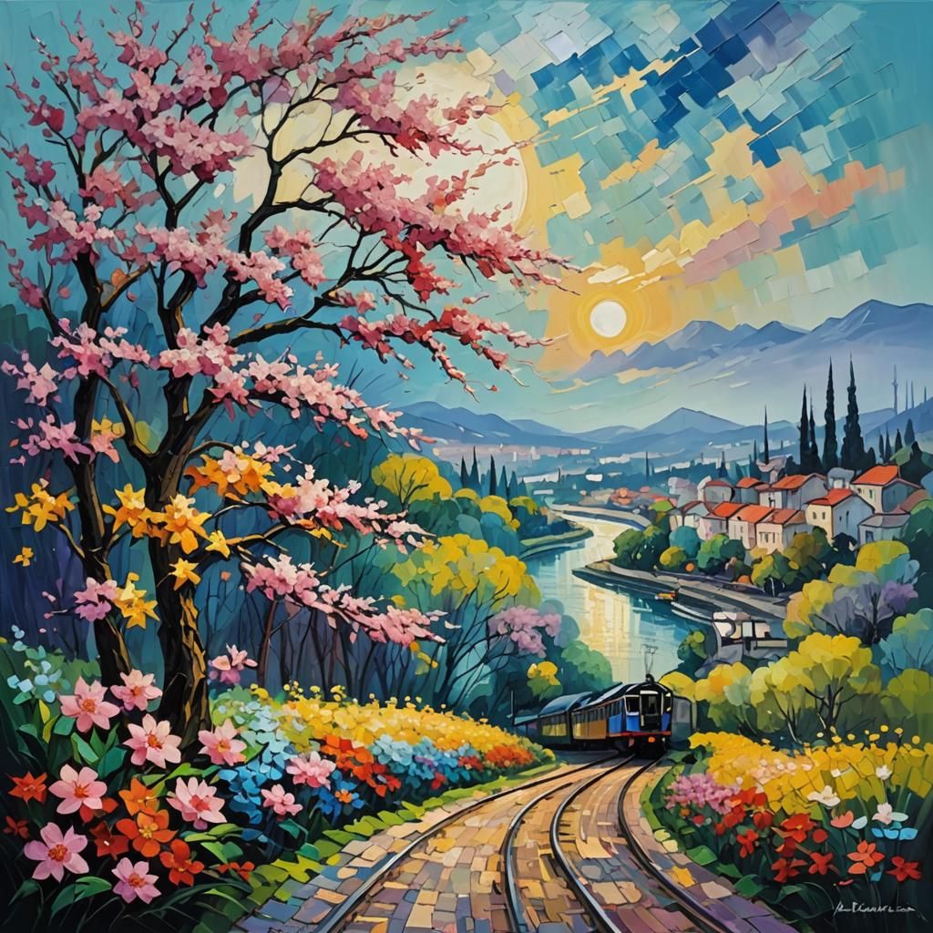 Kafka with Pink Hair as Expressionist Oil Painting