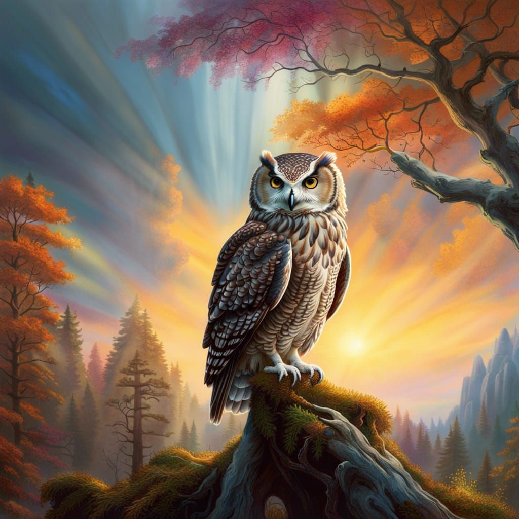 Majestic Owl in Forest, Inspired by Romanticism