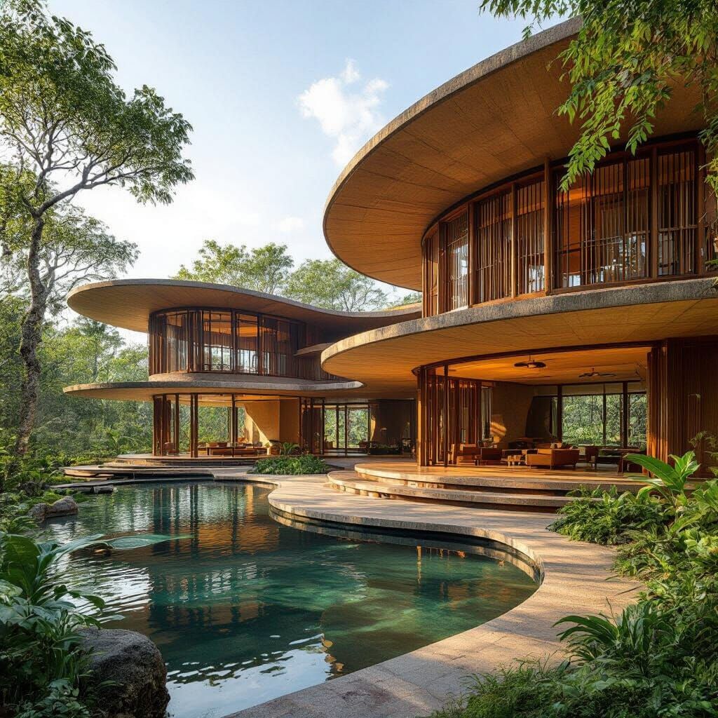 Earth-Toned Pavilions Inspired by Wright and Ando