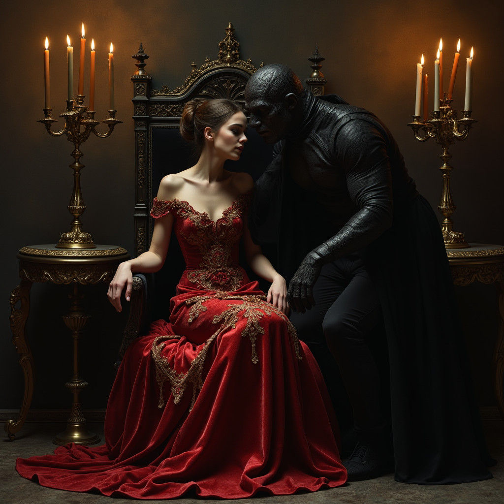 Ominous Portrait: Satan Whispering Secrets