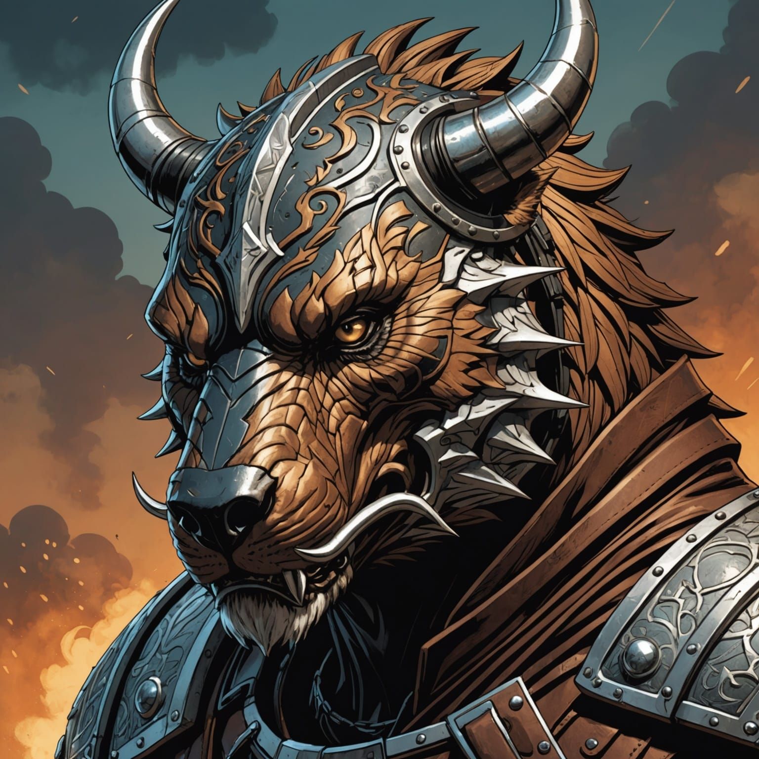 Muzzled Wild Beast in Comic Book Style