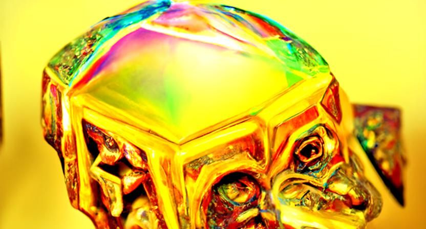 Engraved Tribal Isocahedron with Bismuth Head