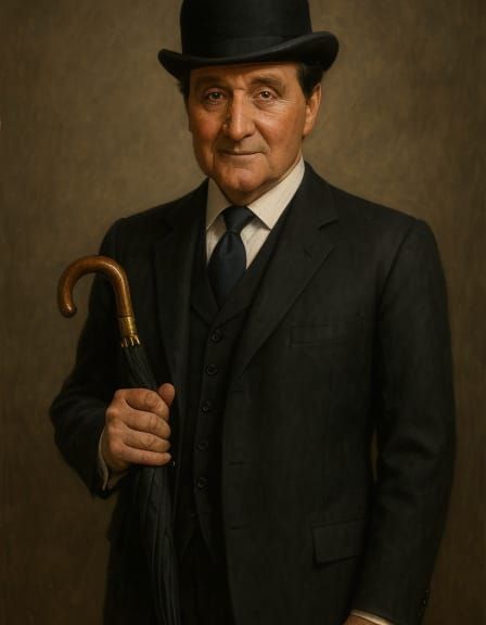 Steampunk Portrait of Man in Suit with Umbrella