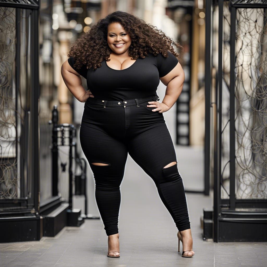 Attractive Plus-Size Woman in Detailed Matte Painting