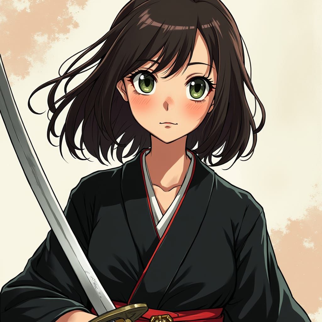 Anime Girl Soul Reaper with Sword