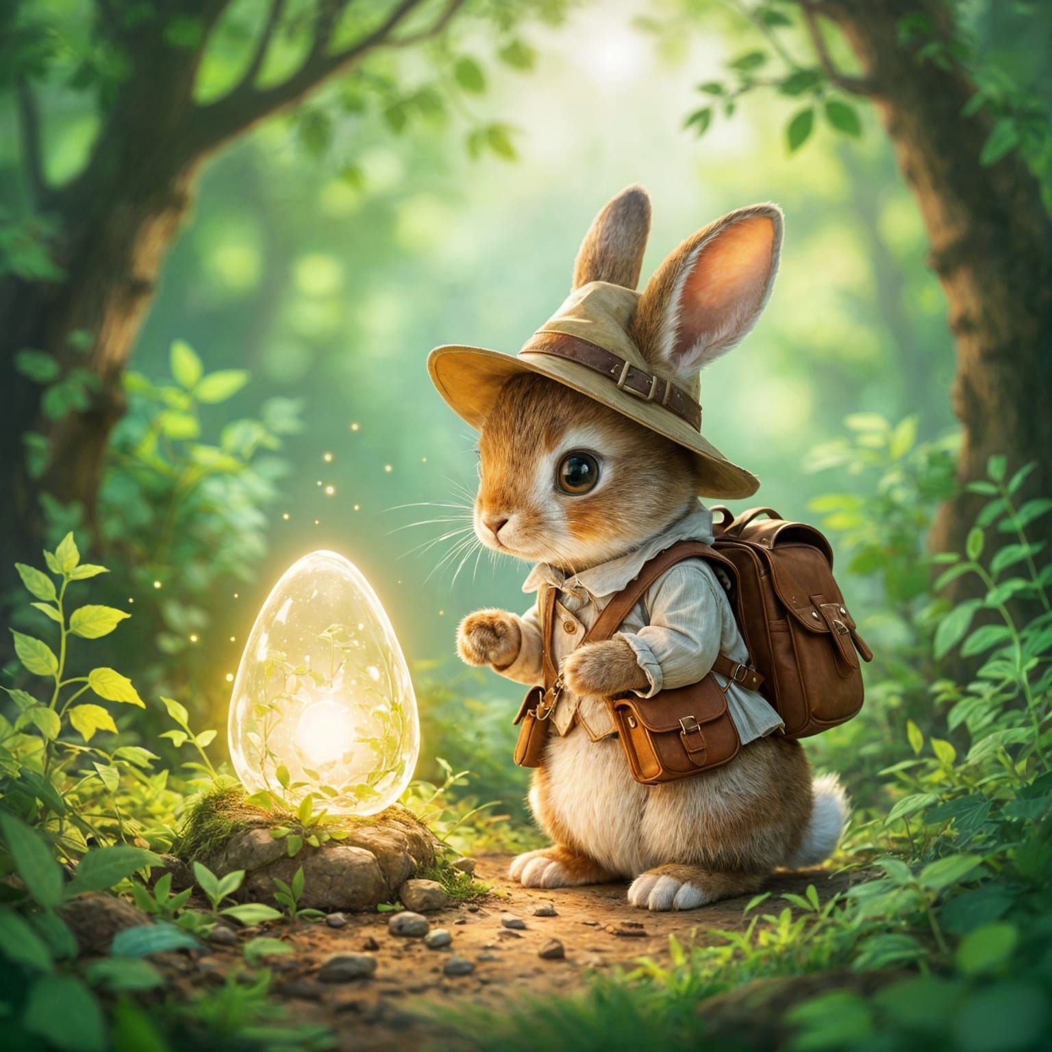 Whimsical Rabbit Explorer With Alien Artifact, Beatrix Potte...