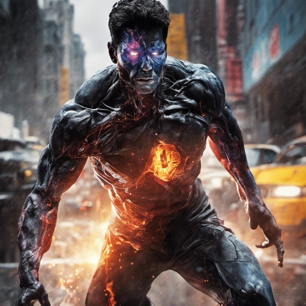 X-Ray Superhero Earthquake Fight in Apocalyptic City