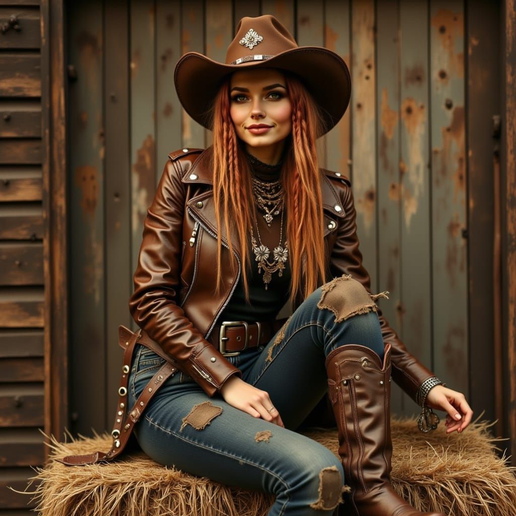 Cowgirl Portrait in Vintage Sepia Tones