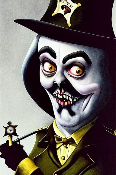Pugsley as Sheriff: Gothic Halloween Painting