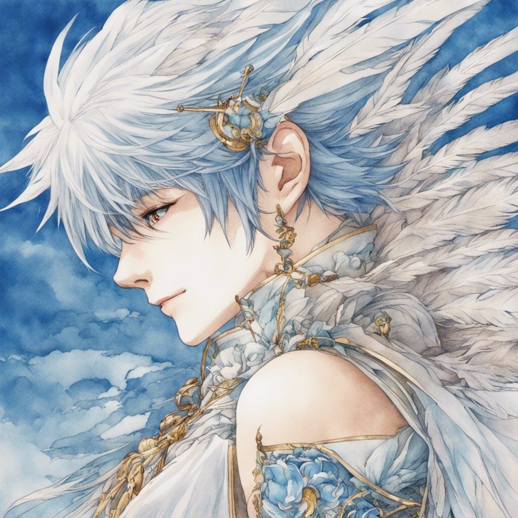 Feathered Man Portrait in Anime Key Visual Style