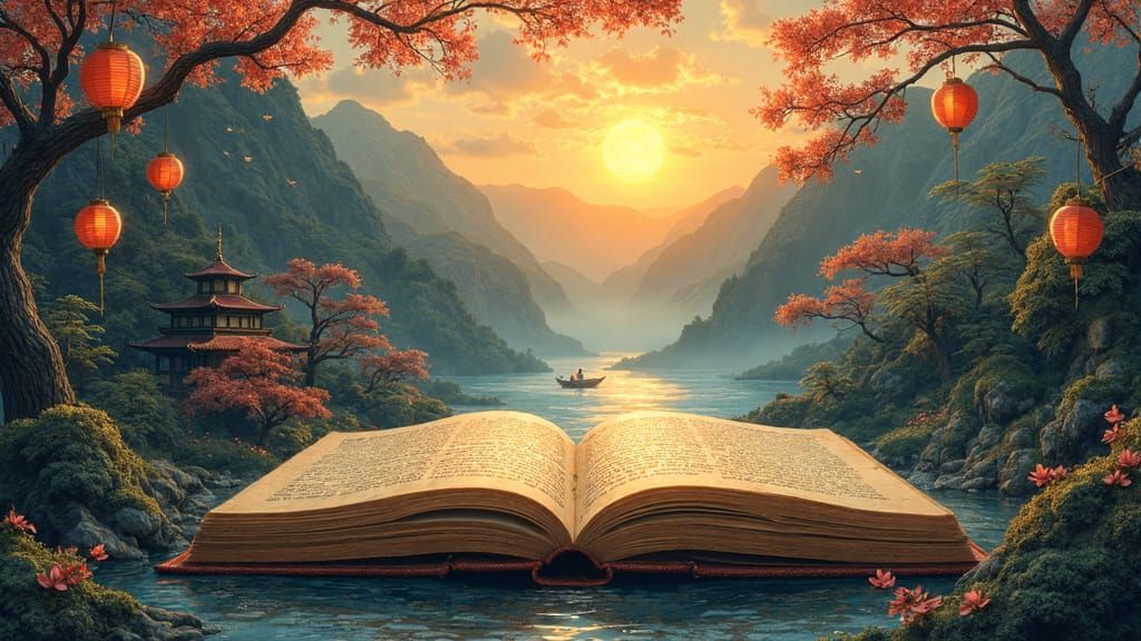 Miniature Japanese World in Ancient Book