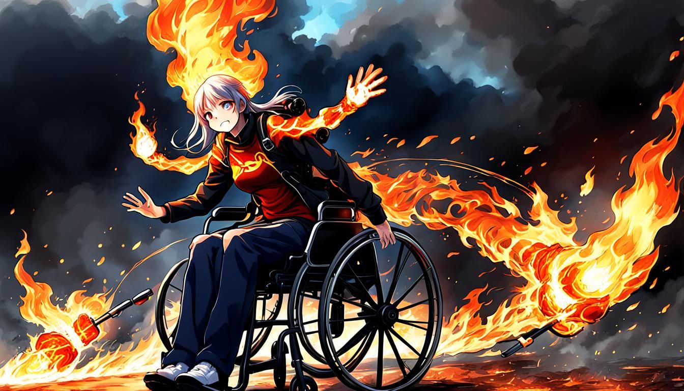 hellwheeler a female wheelchair user on fire