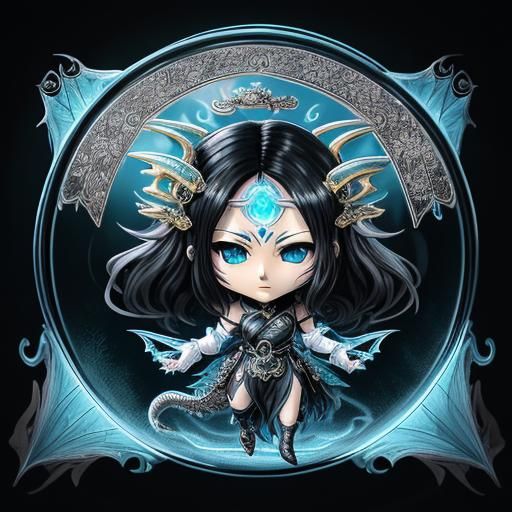 Bioluminescent Dragon Girl in Anime Style