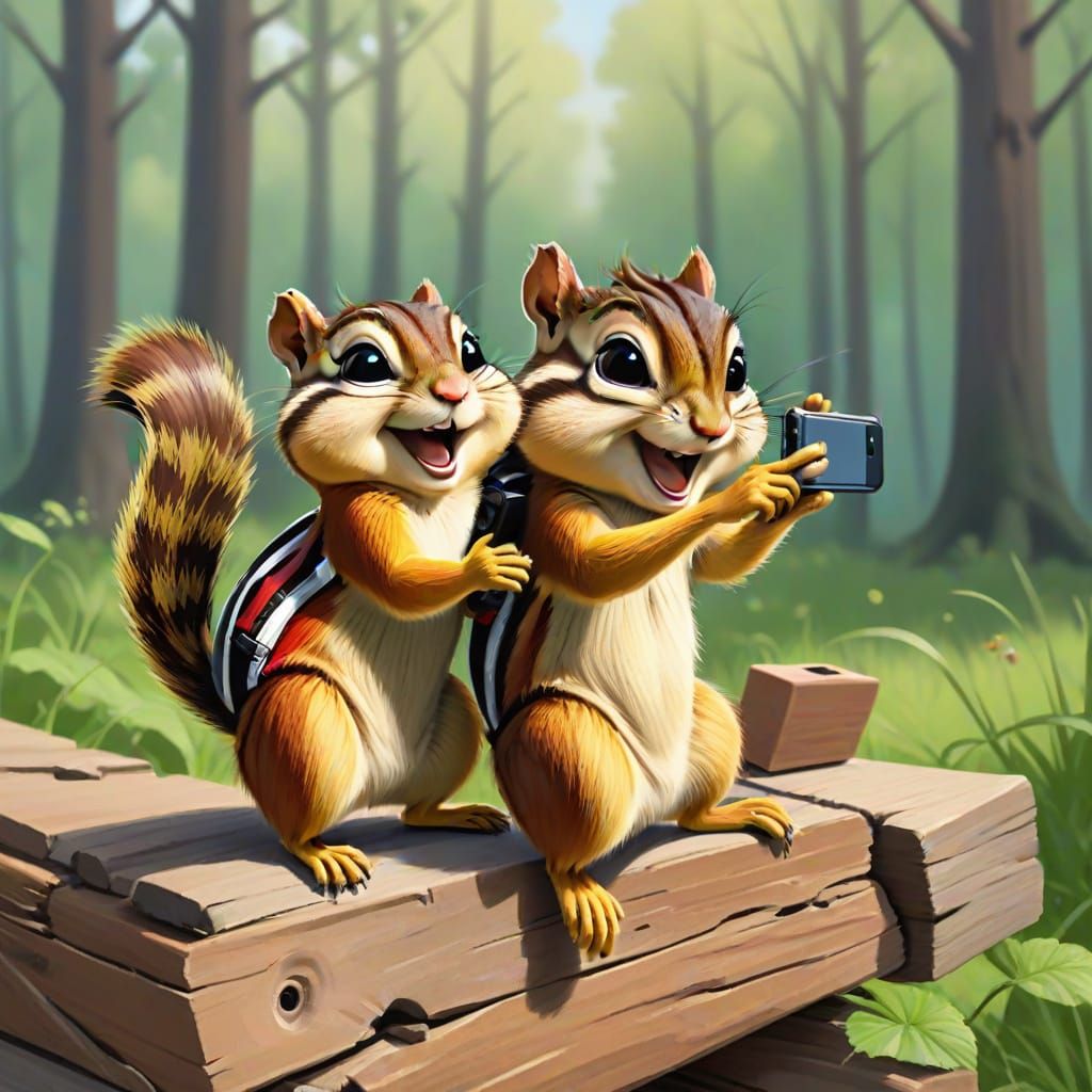 Chipmunks taking selfies