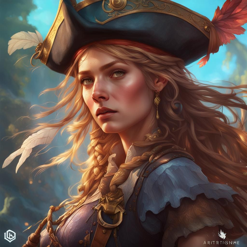 Detailed Pirate Fairy Portrait in Fantasy Art Style