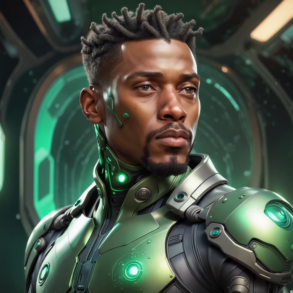 Futuristic Exosuit Portrait in Detailed Digital Art