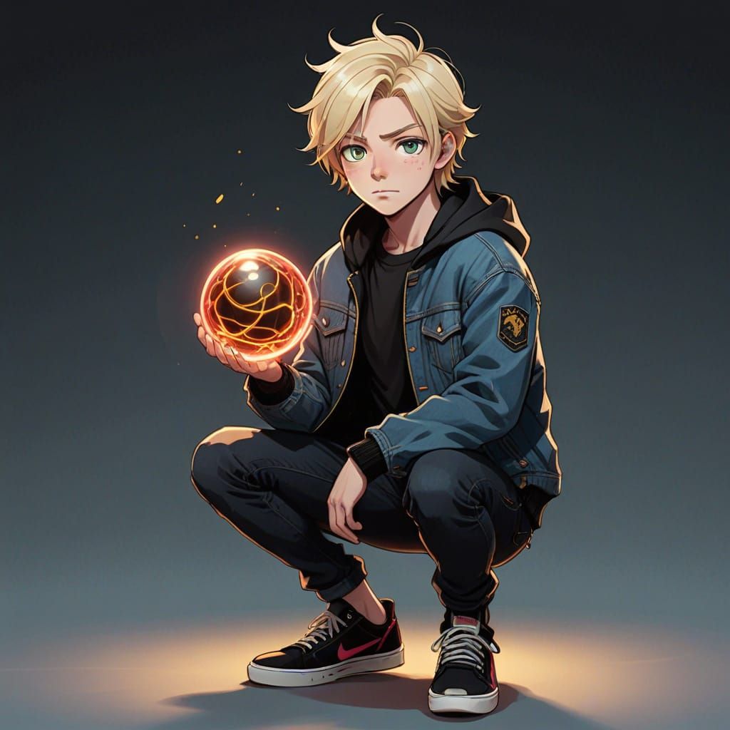 Cartoon Couple Holding Magical Orbs