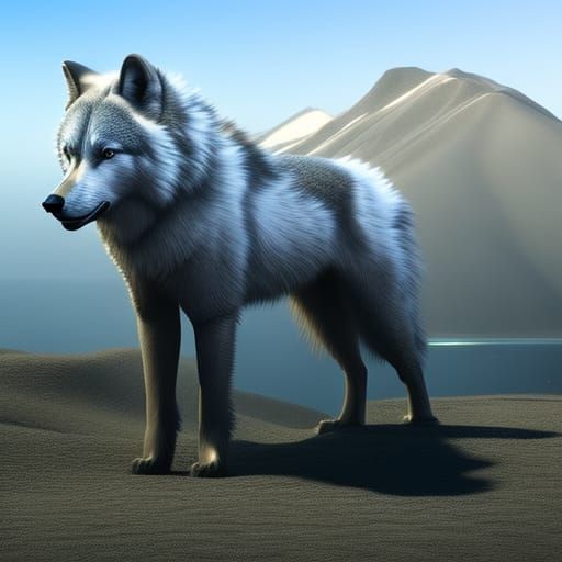 Chrome Snow Wolf in Futuristic Dreamscape
