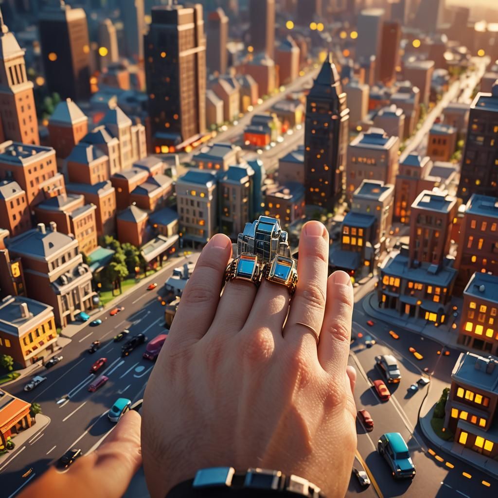Miniature Ring City in Low-Poly Art Style