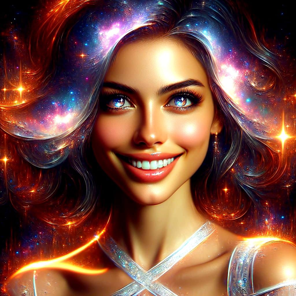 Galactic Beauty Portrait in Hyperdetailed Style