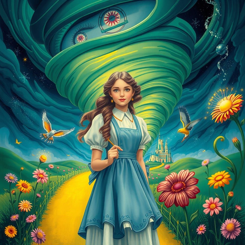 Classic Whimsical Scene from The Wizard of Oz in Storybook S...
