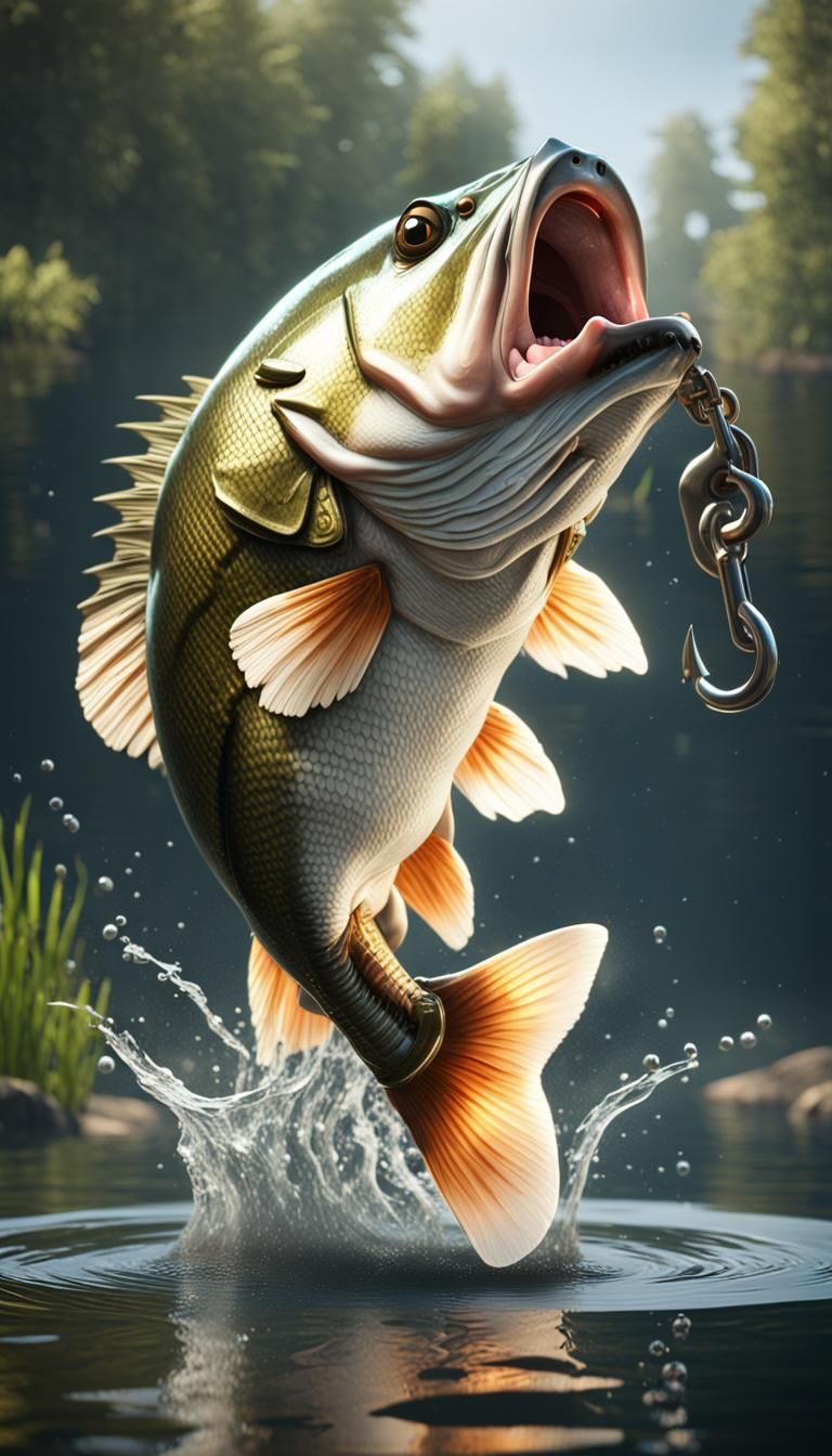 Bass Leaping Out of Water: 3D Game Cinematic