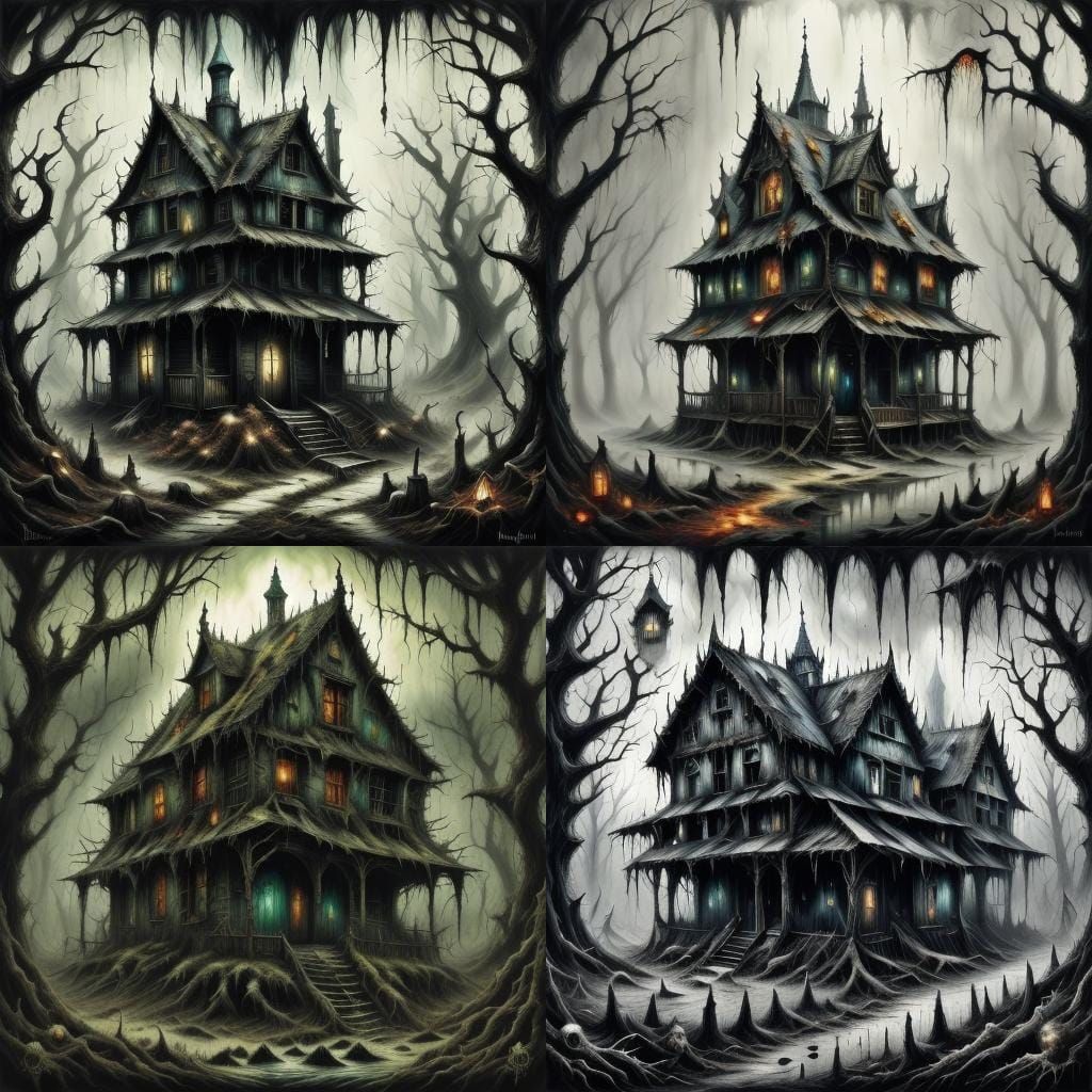 Eerie Abandoned Cabin in Dark Enchanted Forest