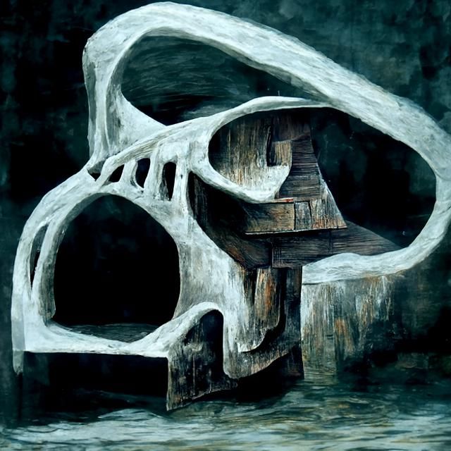 Skull Staircase in Abstract Oil Painting Style