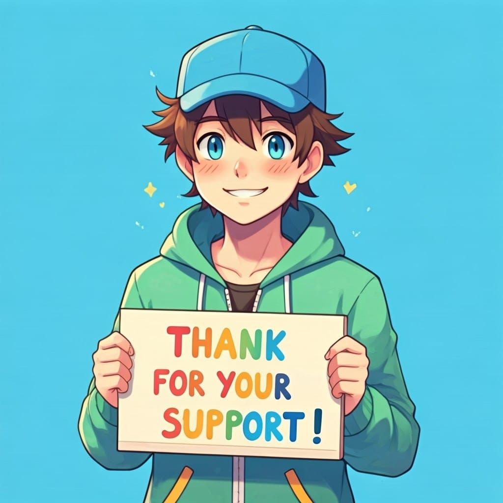 Joyful Pokémon Trainer Expressing Gratitude in Animated Styl...