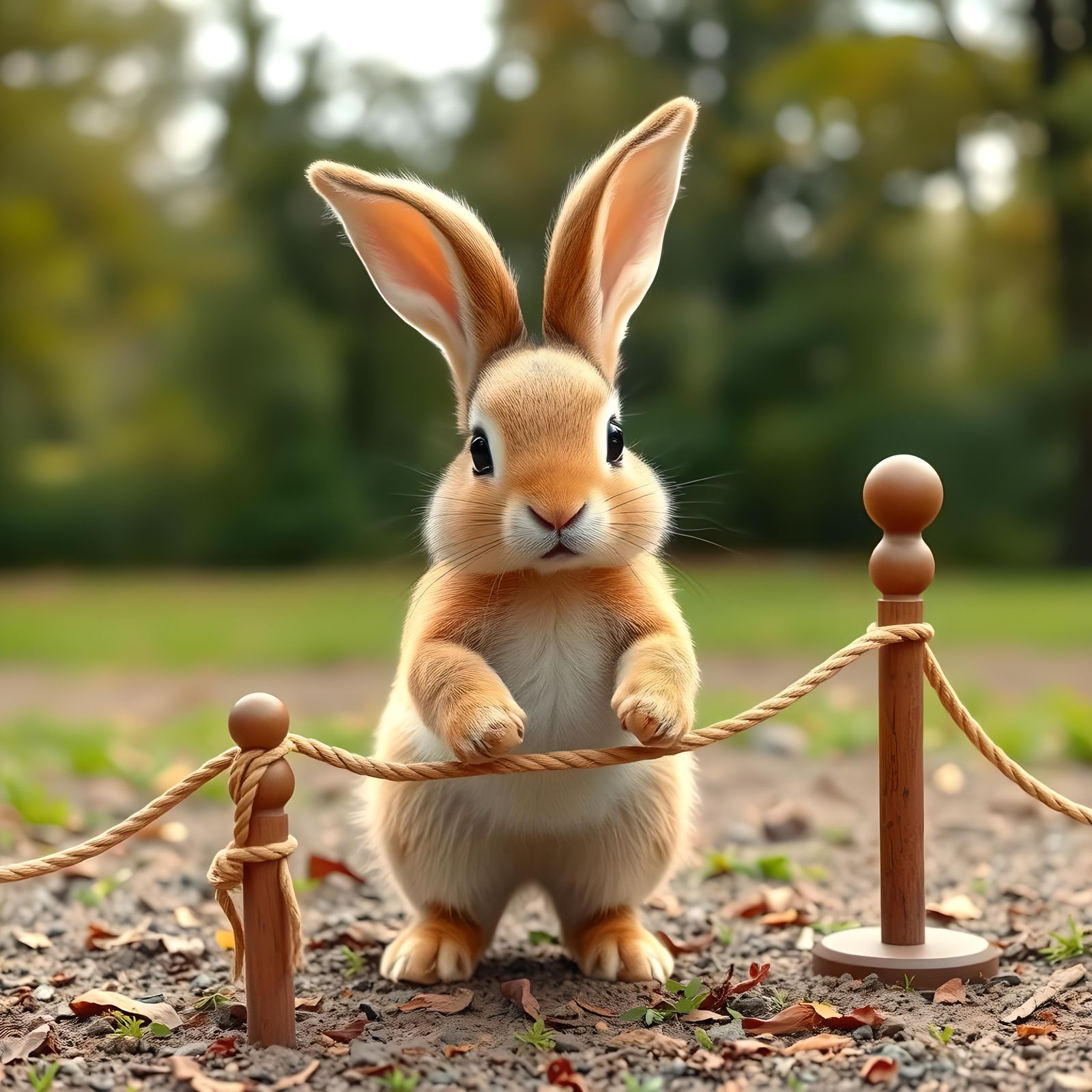 Adorable Rabbit with Jump Rope in Playground