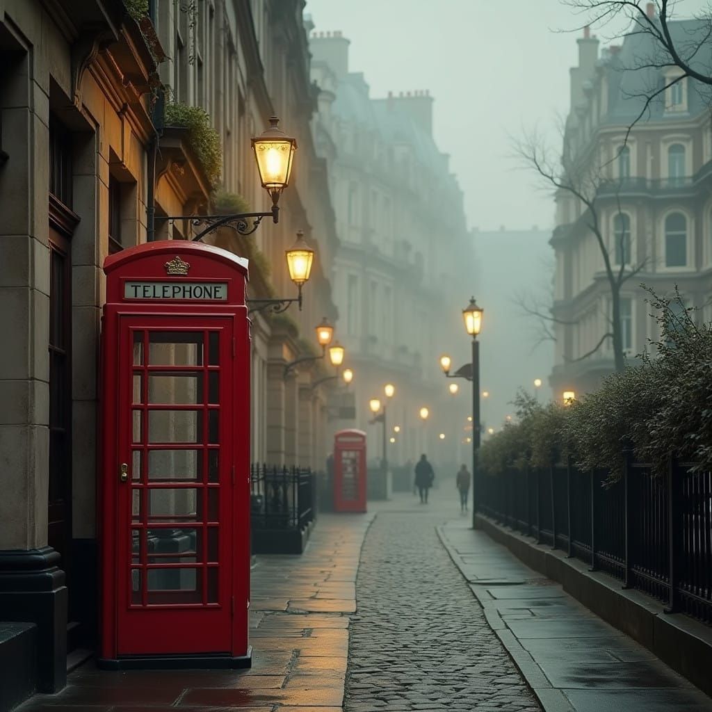 Victorian London Foggy Street Scene in a Charming Atmosphere