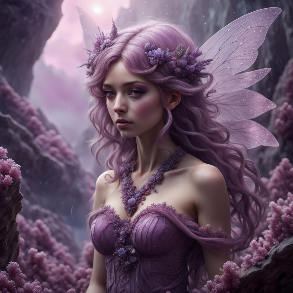 Lepidolite Crystal Fairy Digital Matte Painting