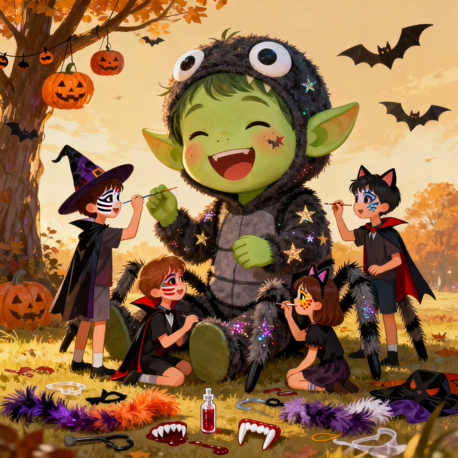 Ogre Child and Friends Enjoy Halloween Dress-Up Fun