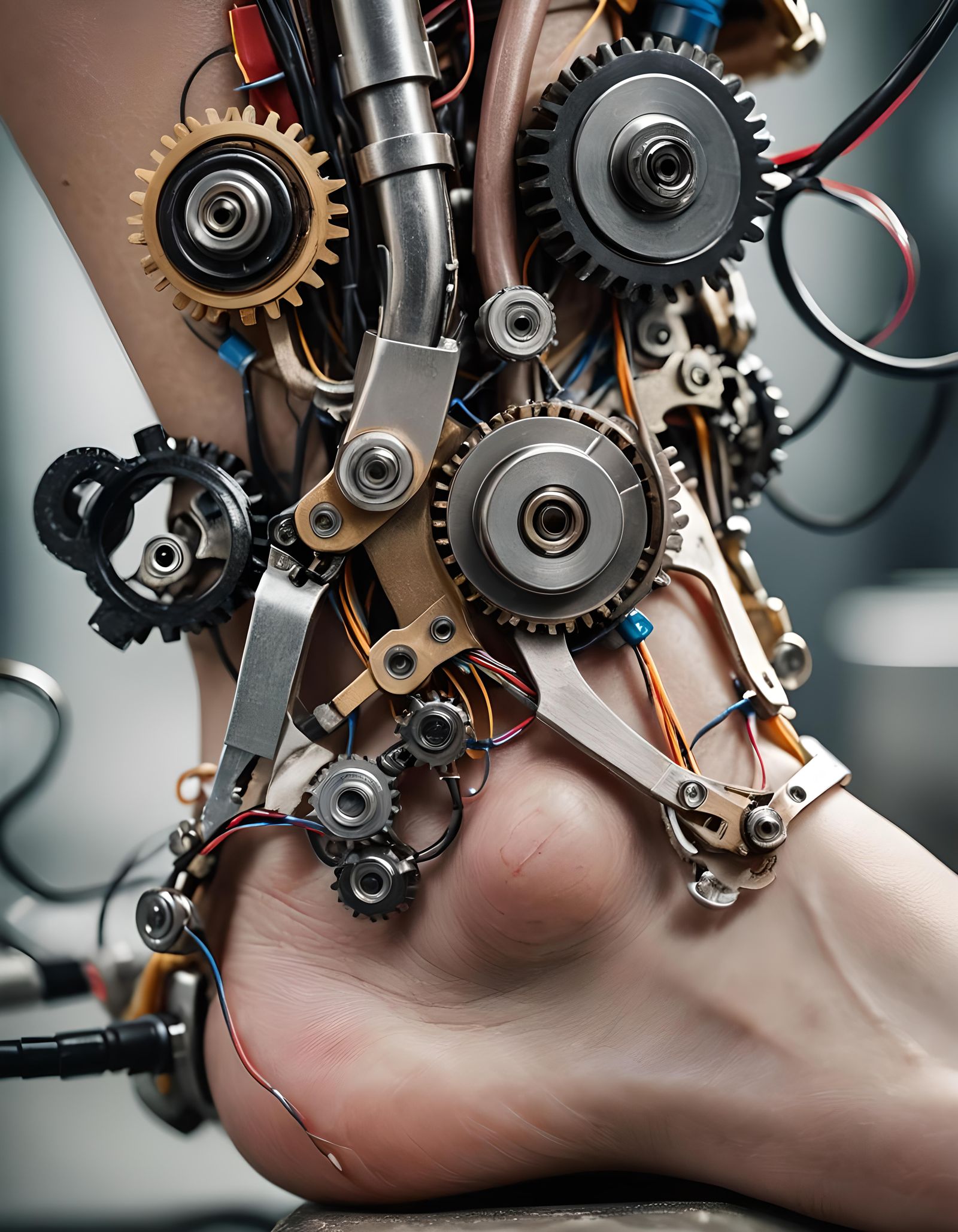 Macro Photograph of Cybernetic Ankle Components