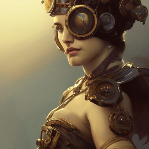 Steampunk Female Warrior Portrait in 8K