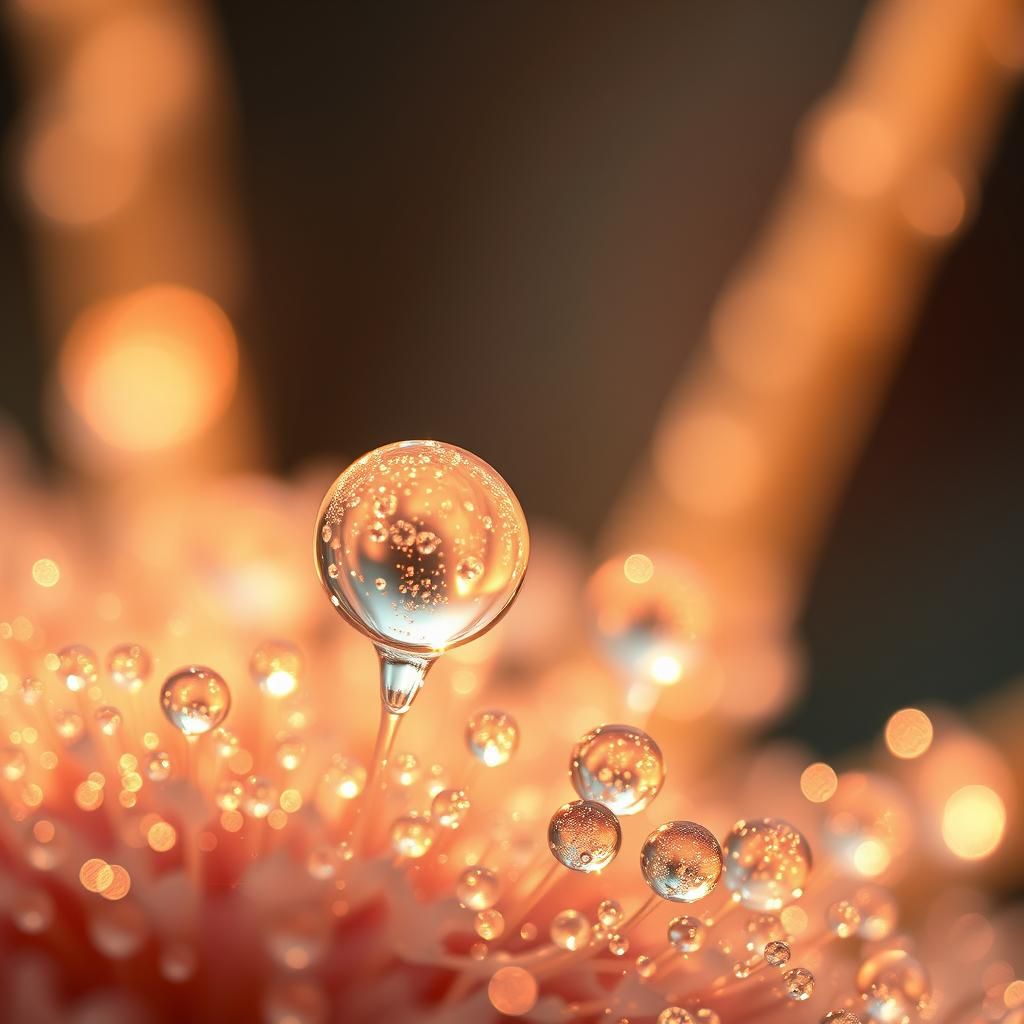 Glistening Dew Drops Refracting Morning Light