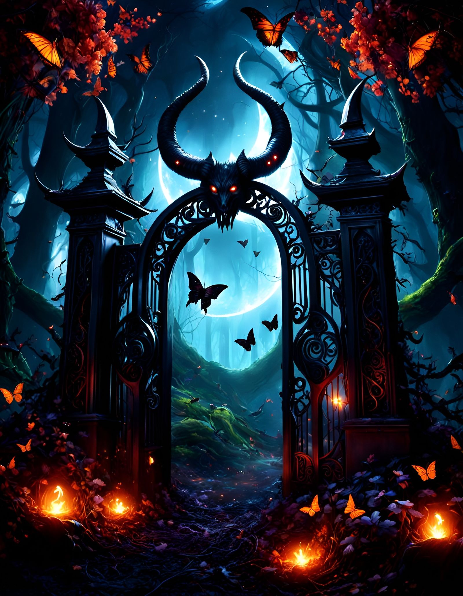 Eerie Dark Portal to a Haunted Forest