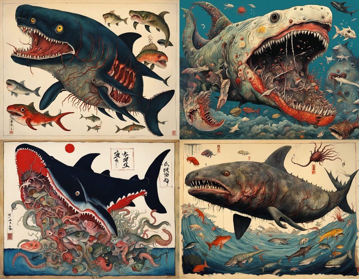 Horrific Deep Sea Mutant in Surreal Japanese Art Style