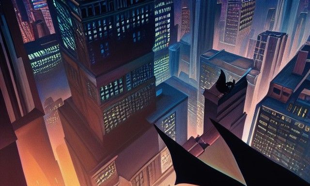 Batman Watching Over Gotham City in Hyperrealism