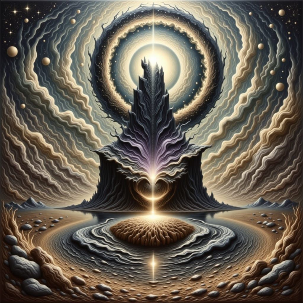 Ethereal Moonlit Landscape Painting Over Reflecting Lake