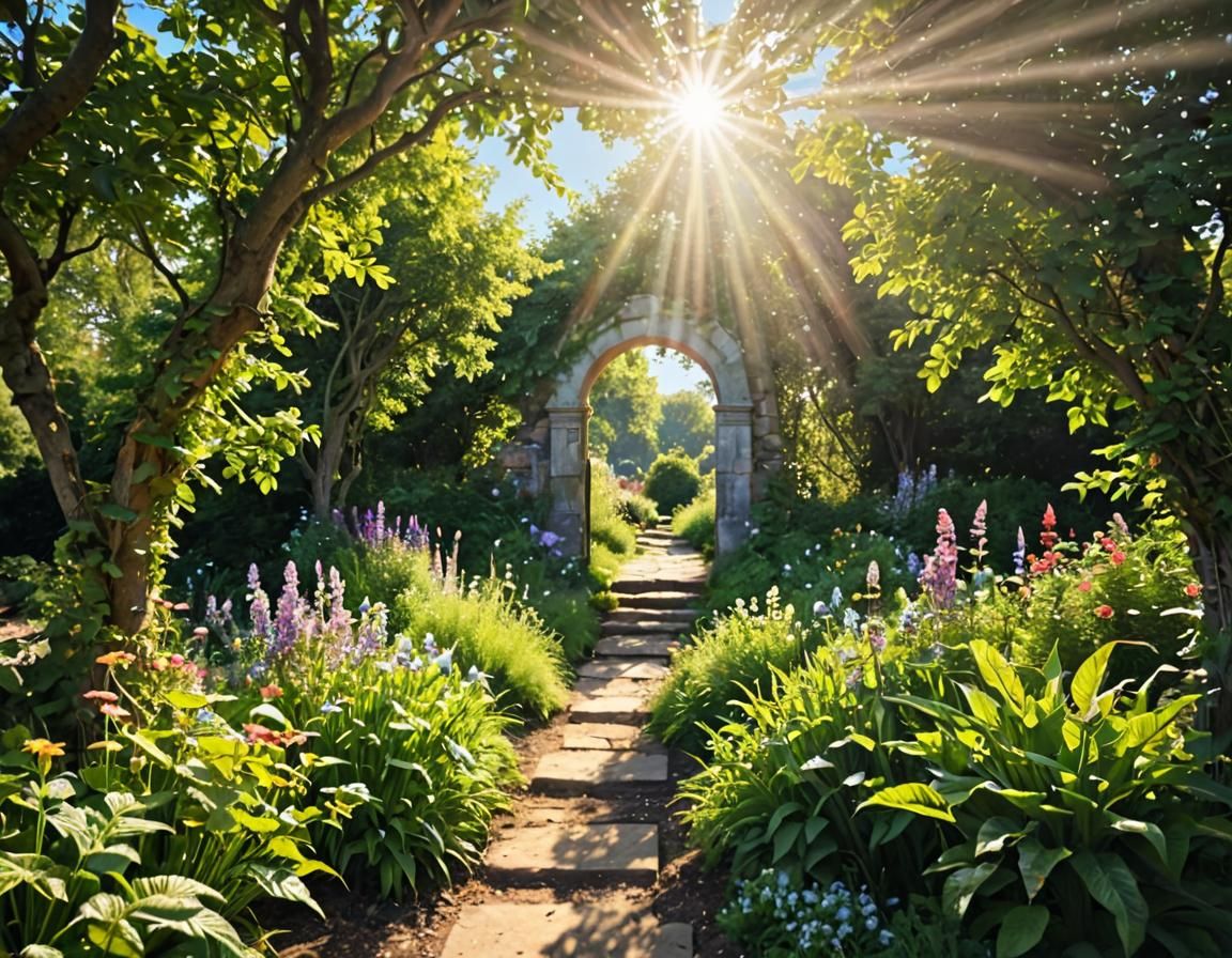 Pathway to Celestial Gateway in Divine Sunshine