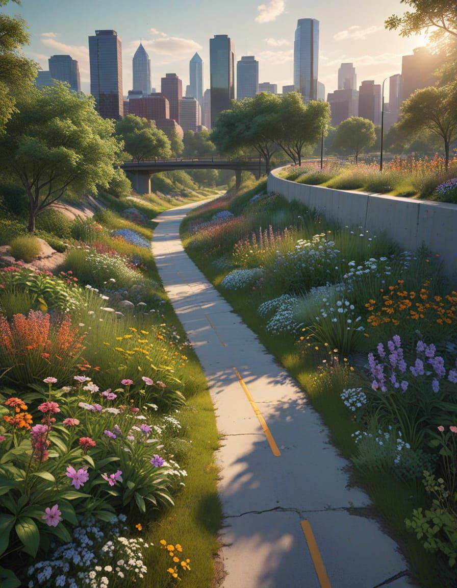 Hyper-Realistic Digital Art of Urban Oasis