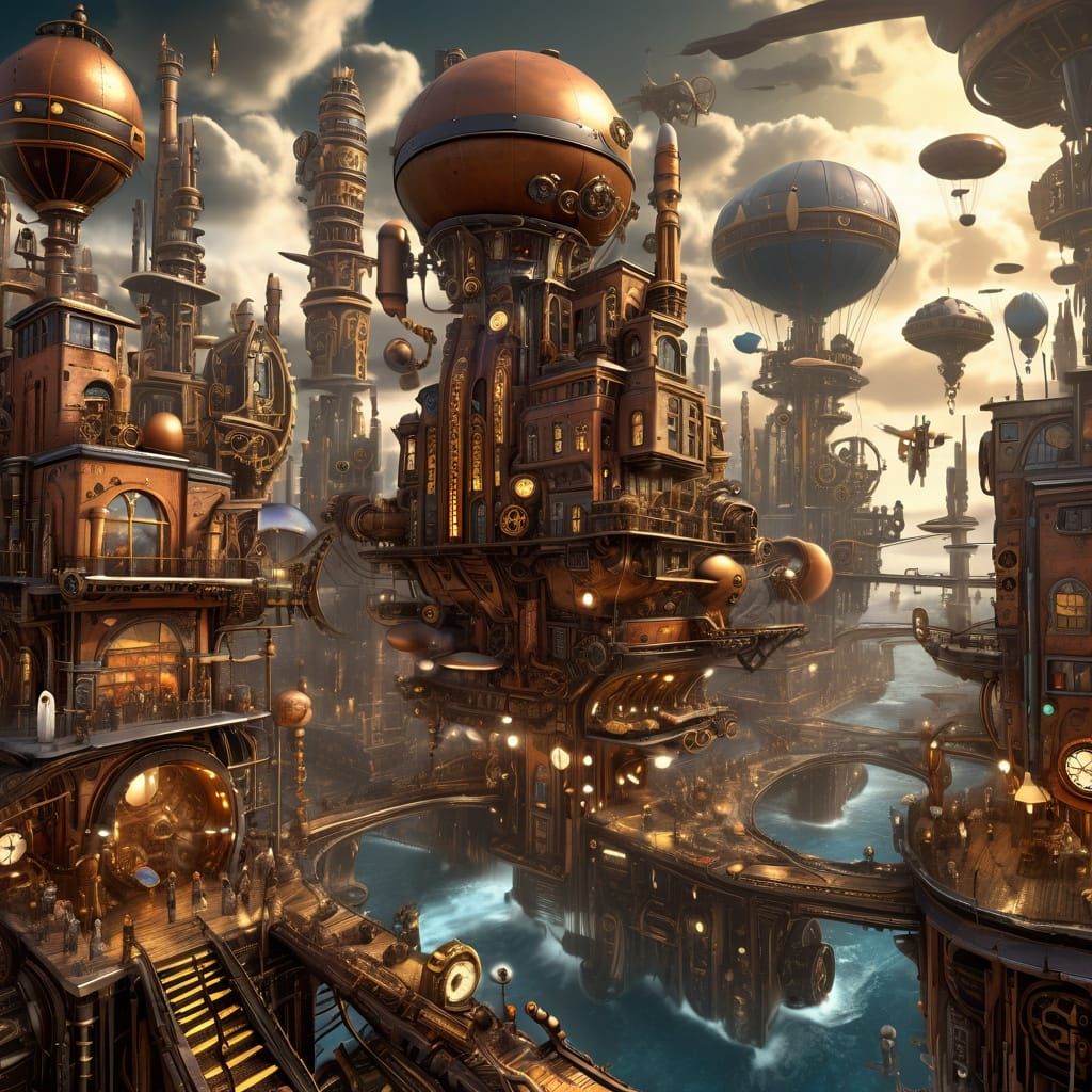 Steampunk City of Pencils and Erasers