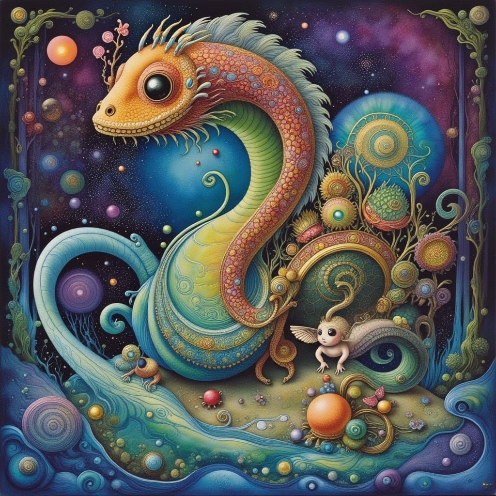 Riding a One-Eyed Snake: Surreal 3D Art