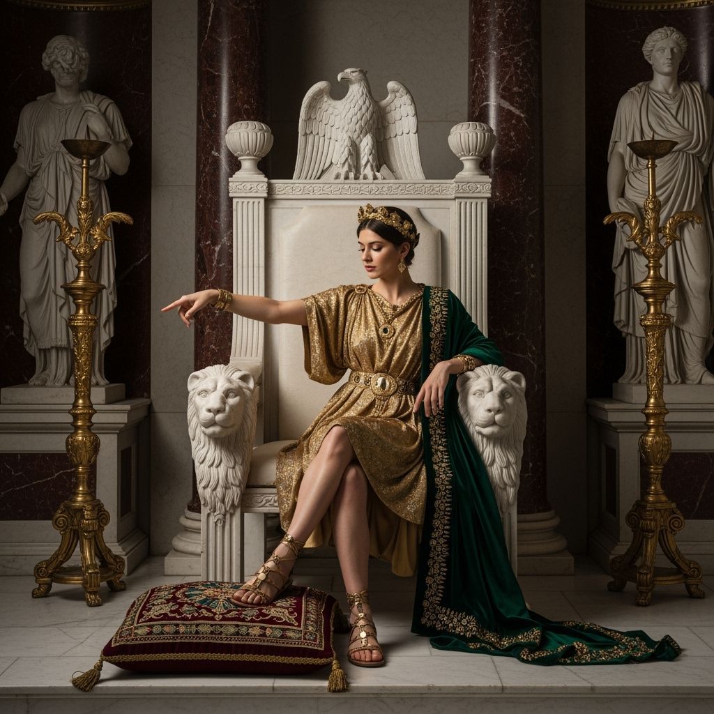 Opulent Roman Empress in Lavish Throne Room