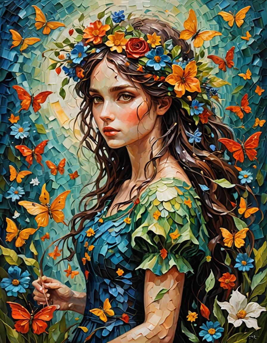 Fae in Enchanted Forest: Impasto Romanticism