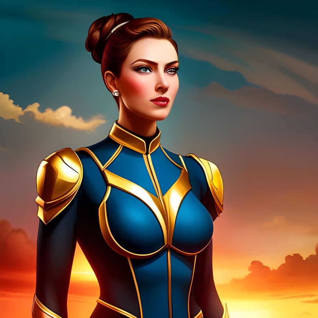 Futuristic Armored Warrior Woman: Charismatic Sci-Fi Art