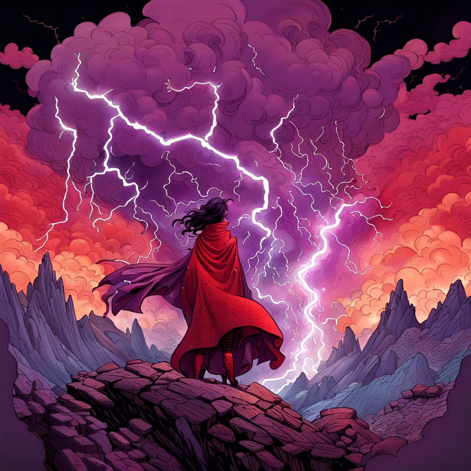 Epic Thunderstorm with Electric Demon Woman